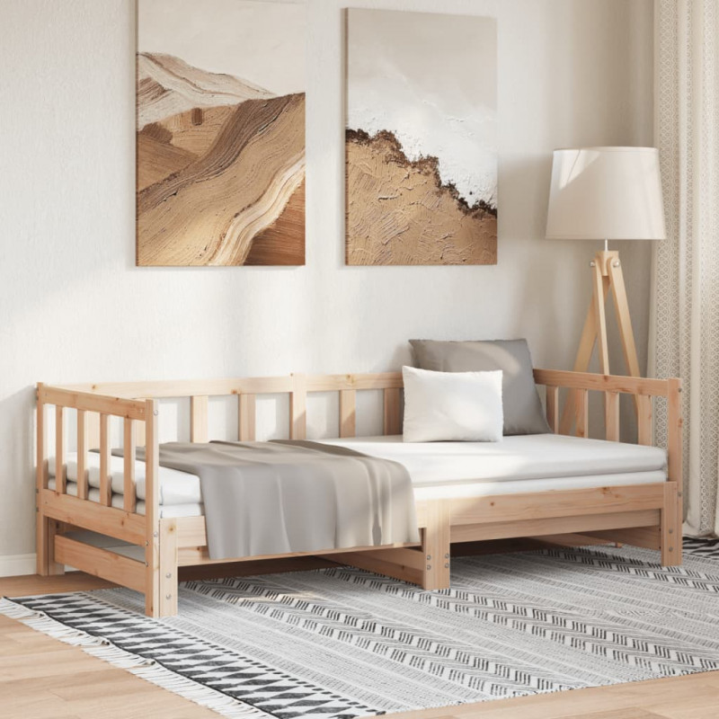 Łóżko wysuwane, lite drewno sosnowe, 2x(90x200) cm