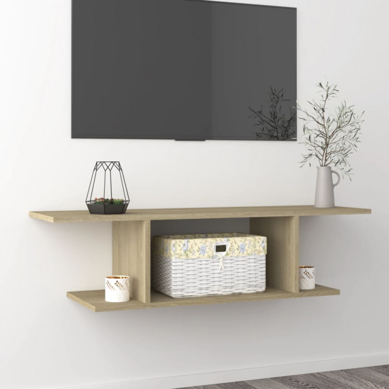 Wisząca szafka telewizyjna, dąb sonoma, 103x30x26,5 cm, płyta