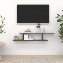 Wisząca półka pod TV, szara, 125x18x23 cm