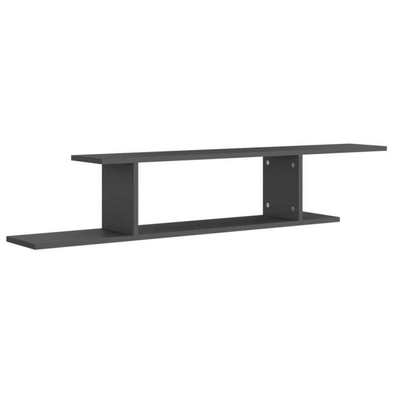 Wisząca półka pod TV, szara, 125x18x23 cm
