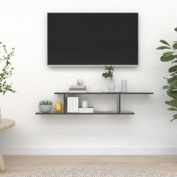 Wisząca szafka pod TV, szara z połyskiem, 125x18x23 cm