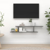 Wisząca szafka pod TV, szara z połyskiem, 125x18x23 cm