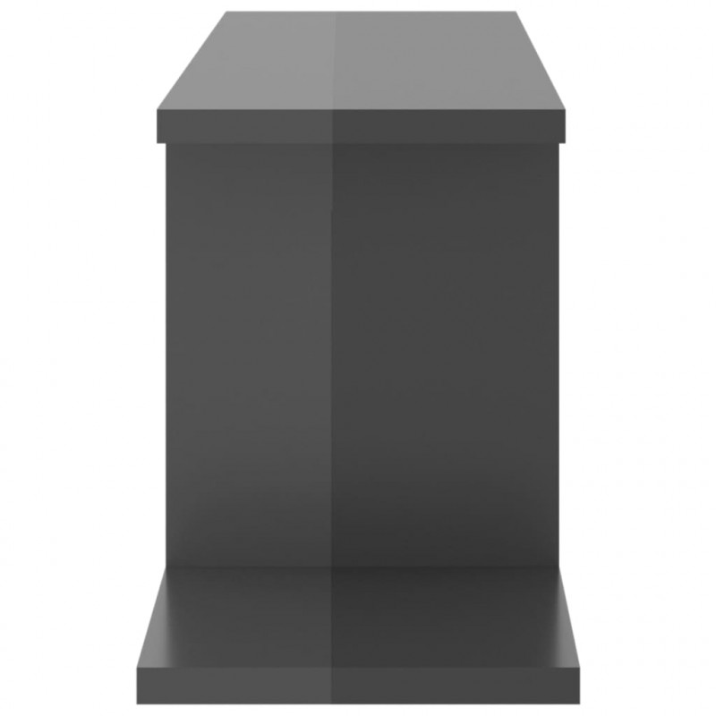 Wisząca szafka pod TV, szara z połyskiem, 125x18x23 cm