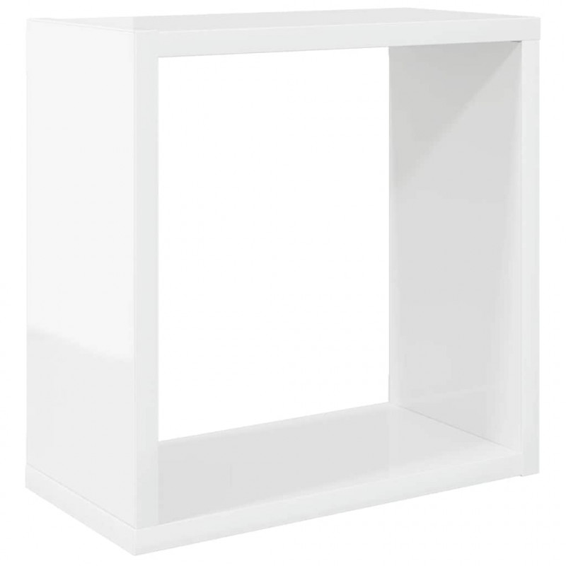 Półki ścienne kostki, 4 szt., białe, wysoki połysk, 30x15x30 cm