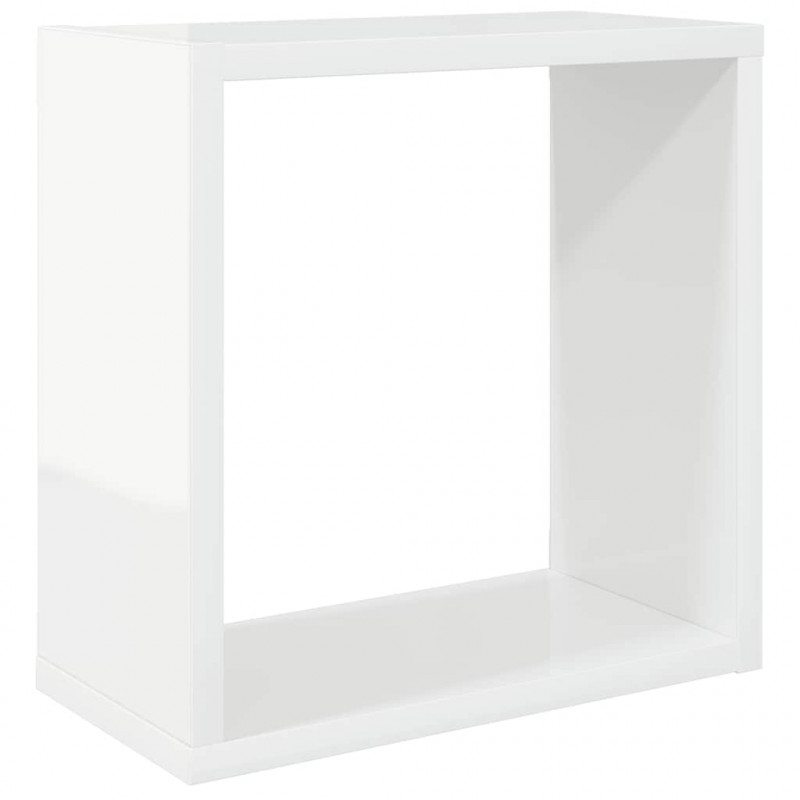 Półki ścienne kostki, 6 szt., białe, wysoki połysk, 30x15x30 cm