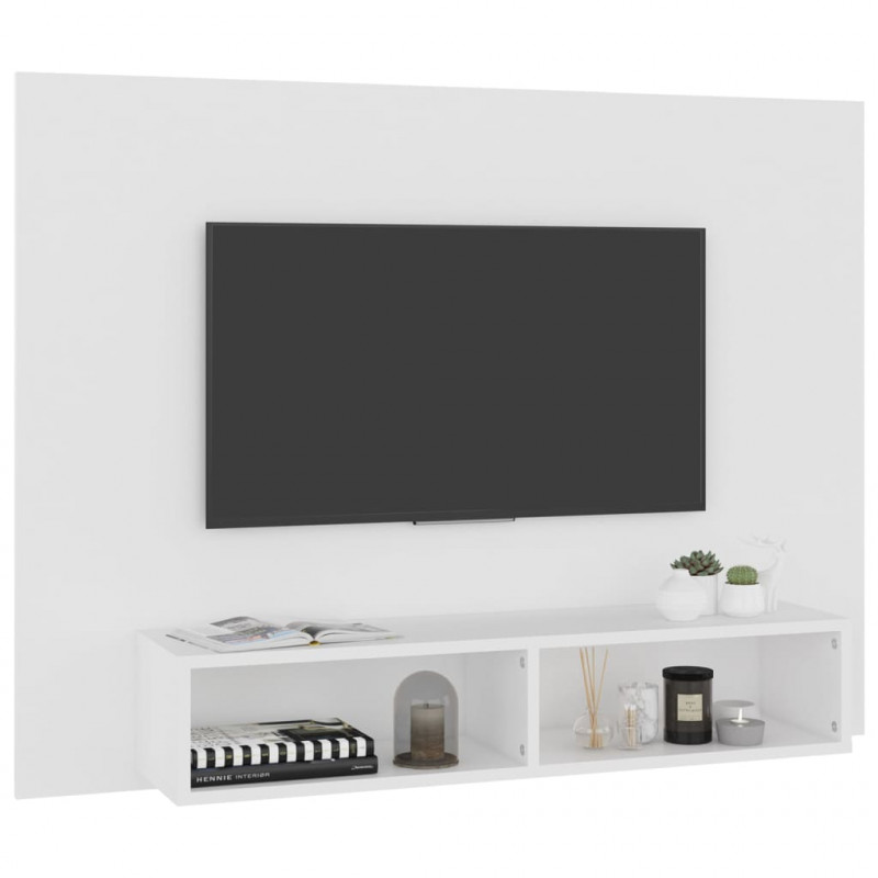 Wisząca szafka pod TV, biała, 120x23,5x90 cm