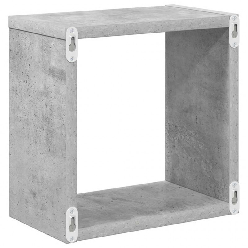 Półki ścienne kostki, 4 szt., szarość betonu, 26x15x26 cm