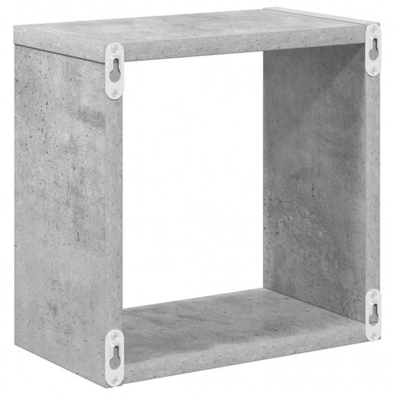 Półki ścienne kostki, 6 szt., szarość betonu, 26x15x26 cm