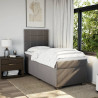 Łóżko kontynentalne z materacem, taupe, tkanina, 90x200 cm