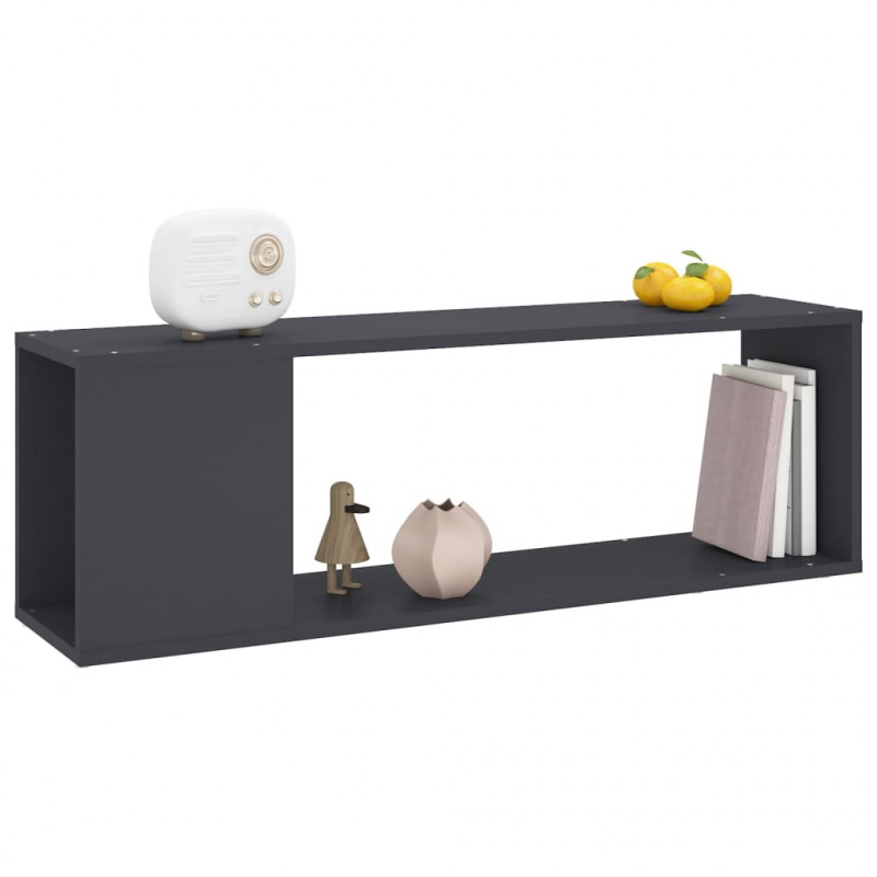 Szafka pod TV, szara, 100x24x32 cm, materiał drewnopochodny