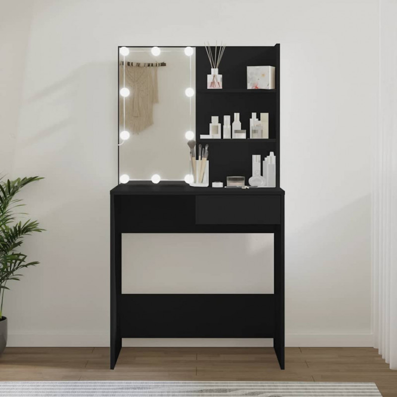 Toaletka z oświetleniem LED, czarna, 74,5x40x141 cm