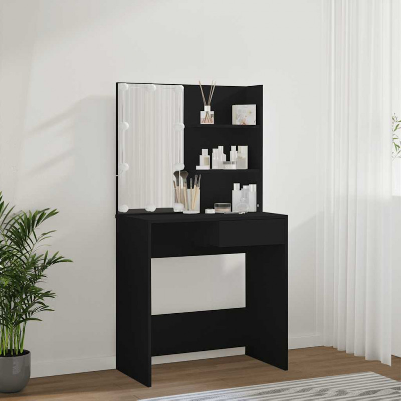 Toaletka z oświetleniem LED, czarna, 74,5x40x141 cm