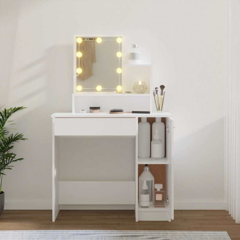 Toaletka z oświetleniem LED, biała, 86,5x35x136 cm