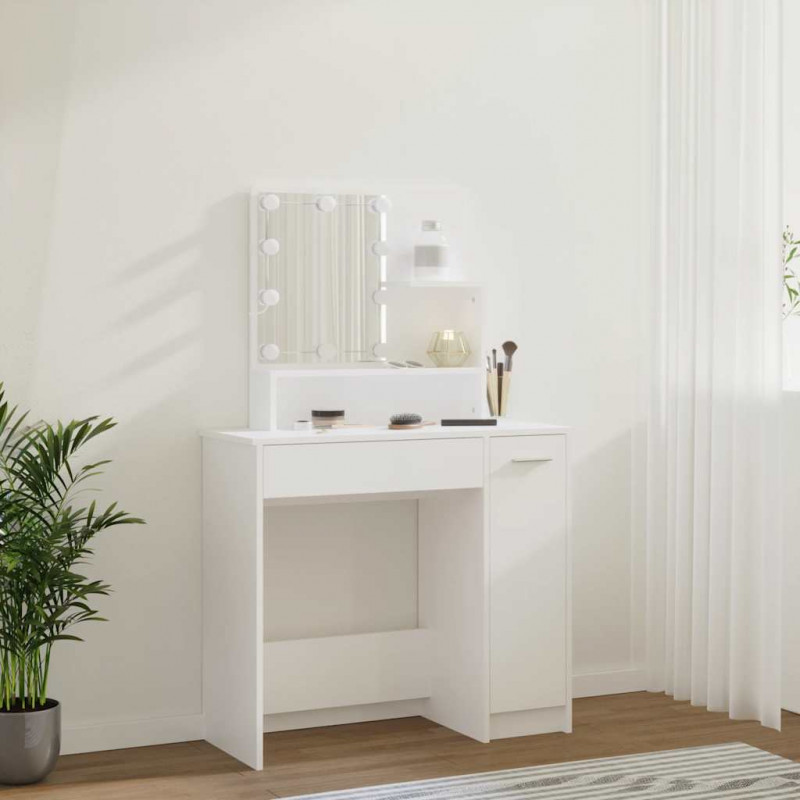 Toaletka z oświetleniem LED, biała, 86,5x35x136 cm