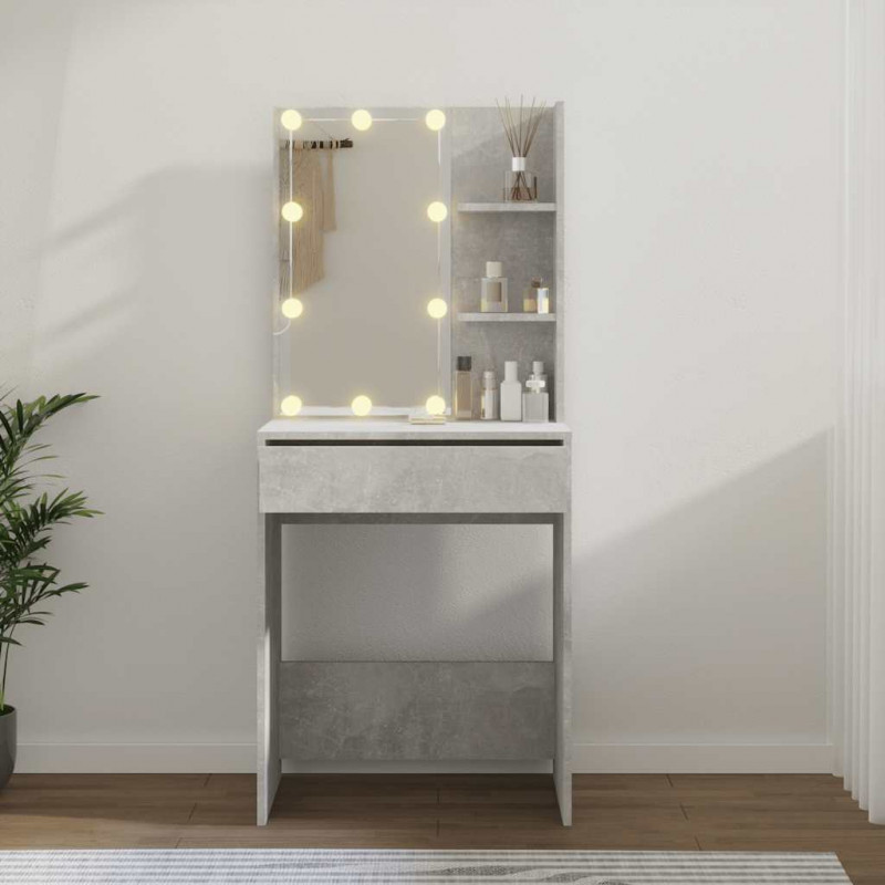 Toaletka z oświetleniem LED, betonowa szarość, 60x40x140 cm