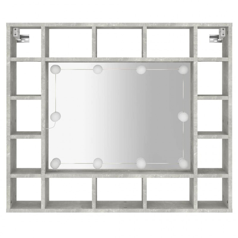 Szafka z lustrem i oświetleniem LED, szary beton, 91x15x76,5 cm