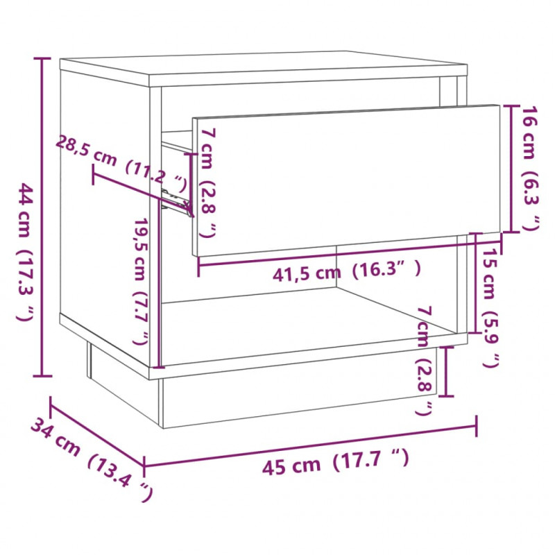 Szafki nocne, 2 szt., czarne, 45x34x44 cm