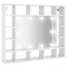 Szafka z lustrem i LED, biała z połyskiem, 91x15x76,5 cm