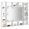 Szafka z lustrem i LED, biała z połyskiem, 91x15x76,5 cm
