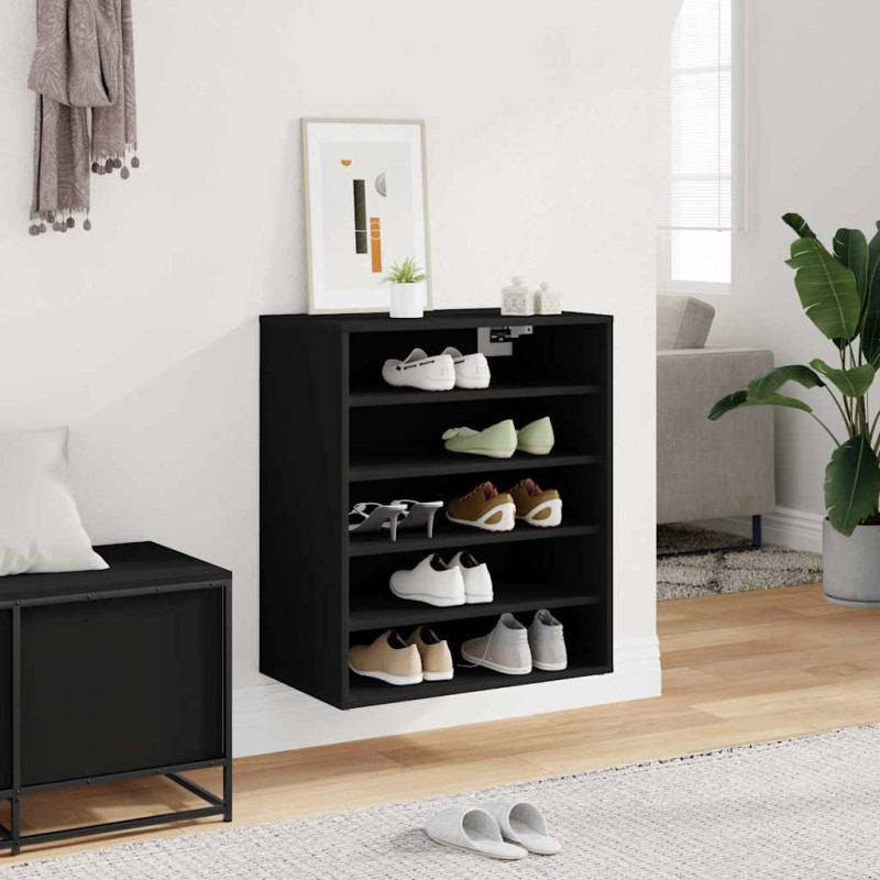 Szafka na buty, czarna, 60x35x70 cm, materiał drewnopochodny