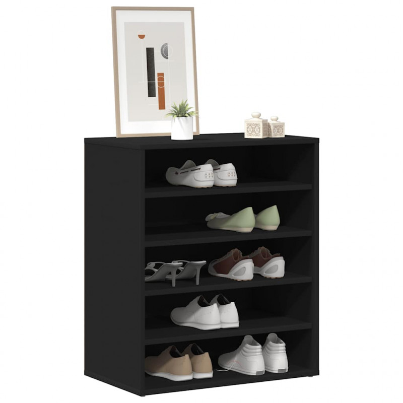 Szafka na buty, czarna, 60x35x70 cm, materiał drewnopochodny