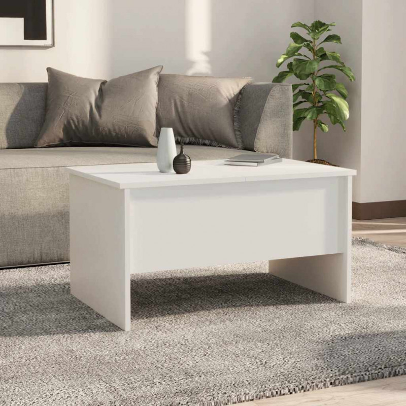 Stolik kawowy, biały, 80x50x42,5 cm, materiał drewnopochodny