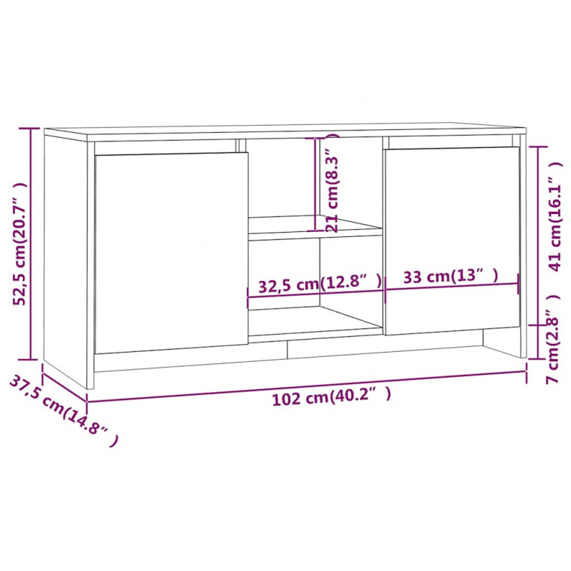 Szafka pod TV, dąb sonoma, 102x37,5x52,5 cm