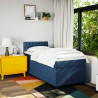 Łóżko kontynentalne z materacem, niebieskie, tkanina 100x200 cm