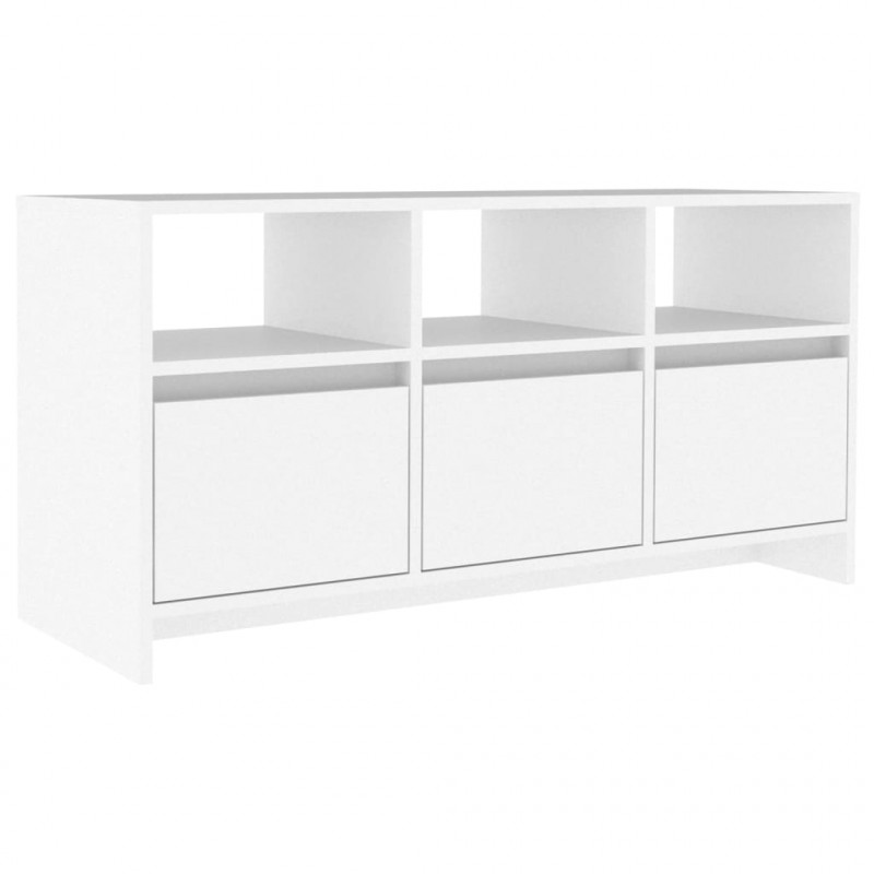 Szafka pod TV, biała, 102x37,5x52,5 cm, materiał drewnopochodny