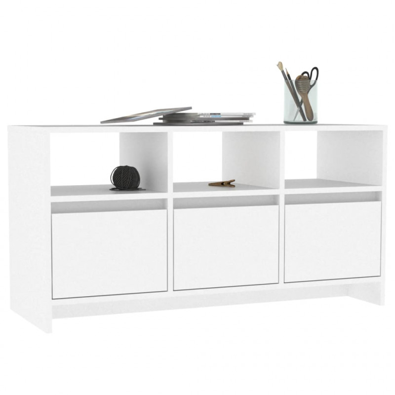 Szafka pod TV, biała, 102x37,5x52,5 cm, materiał drewnopochodny