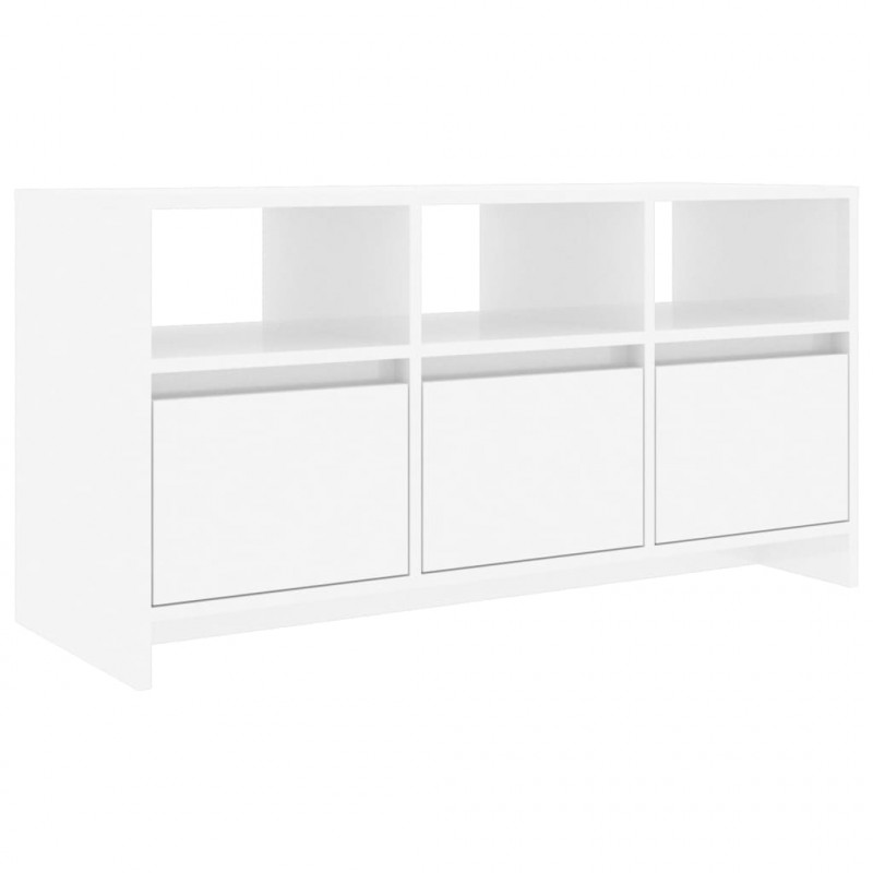 Szafka pod TV, wysoki połysk, biała, 102x37,5x52,5 cm