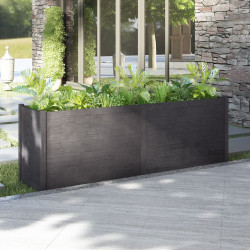 Donica ogrodowa, szara, 200x50x70 cm, lite drewno sosnowe