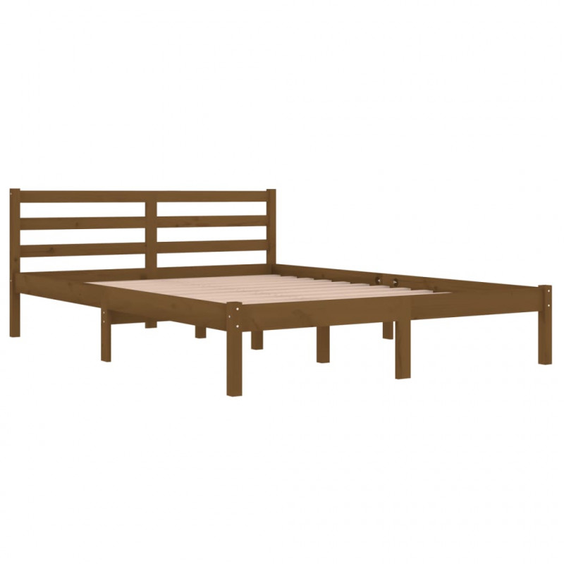 Rama łóżka, miodowy brąz, 140x200 cm, lite drewno sosnowe