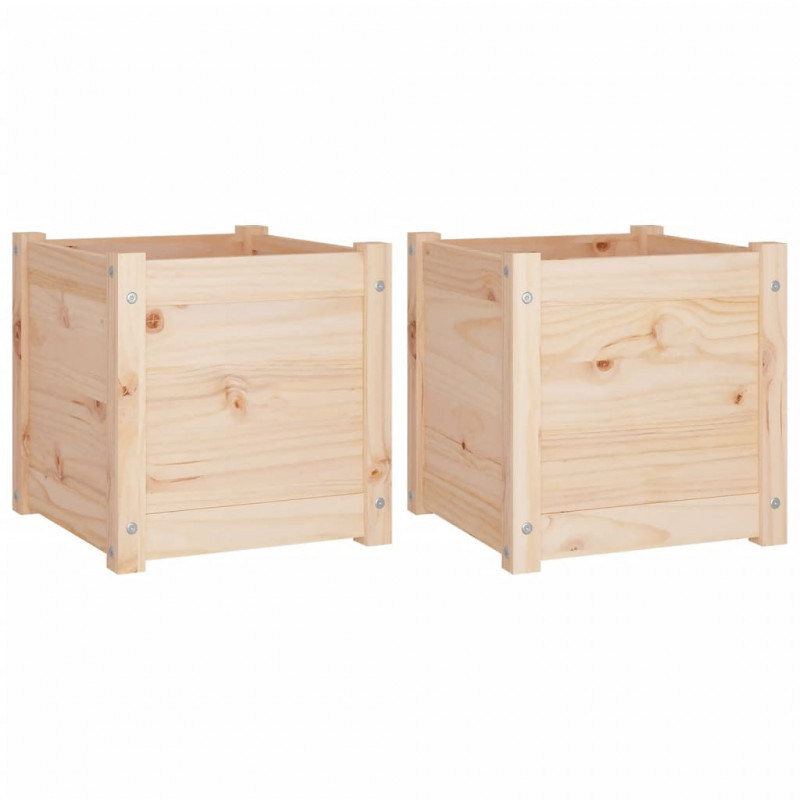 Donice ogrodowe, 2 szt., 40x40x40 cm, lite drewno sosnowe