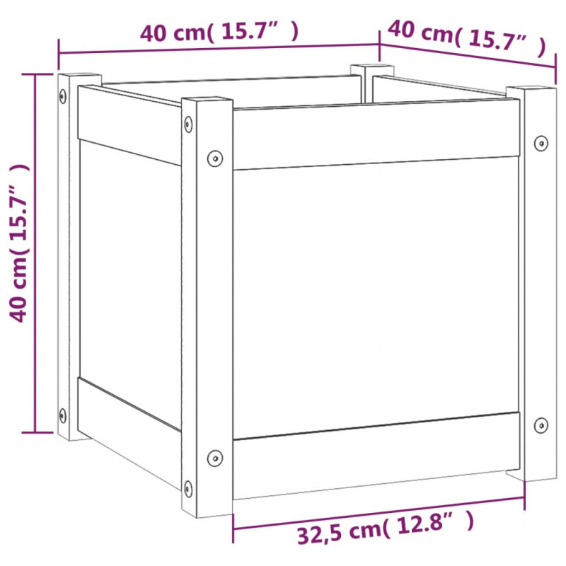 Donice ogrodowe, 2 szt., 40x40x40 cm, lite drewno sosnowe