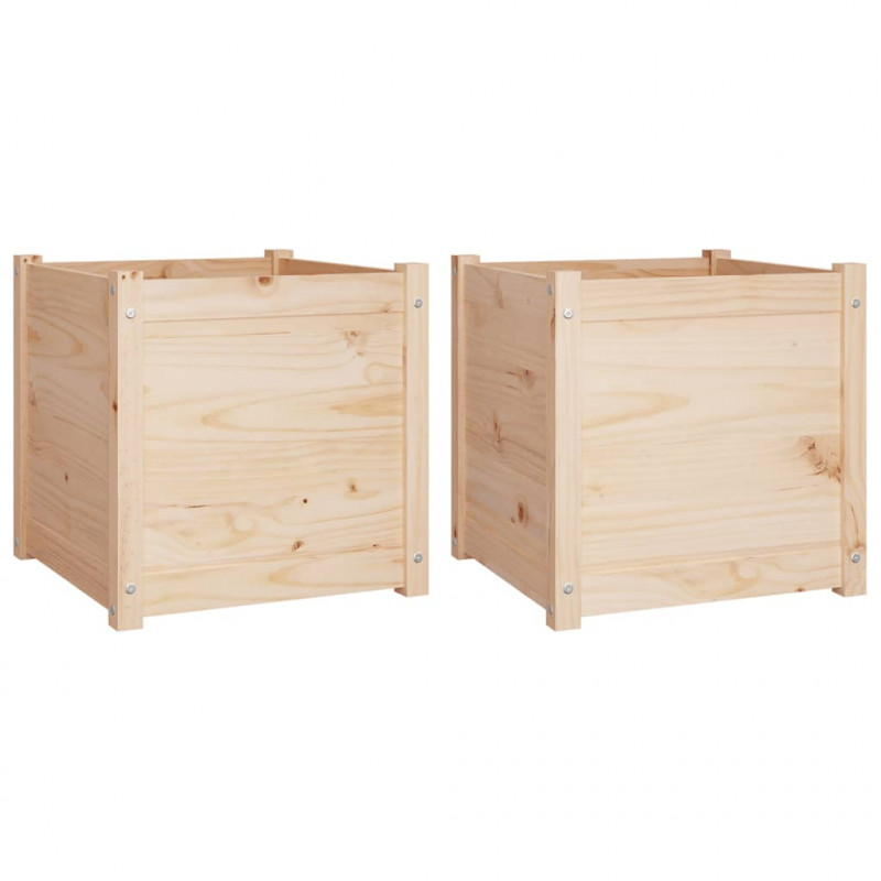Donice ogrodowe, 2 szt., 50x50x50 cm, lite drewno sosnowe