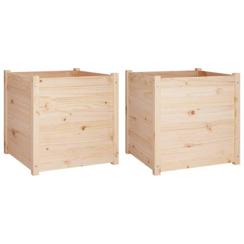 Donice ogrodowe, 2 szt., 60x60x60 cm, lite drewno sosnowe
