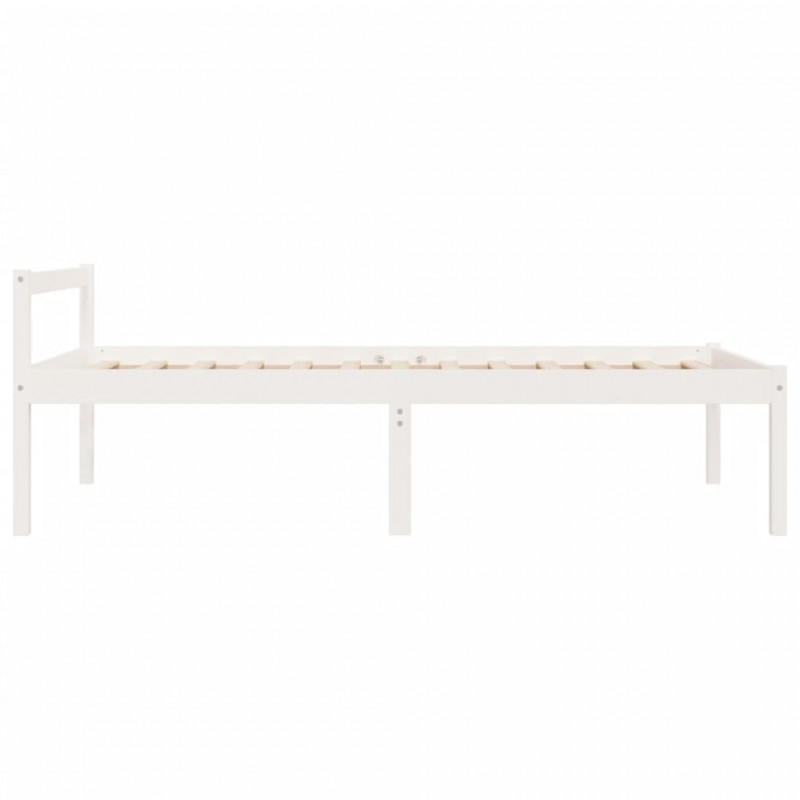 Łóżko dla seniora, białe, 90x200 cm, lite drewno sosnowe