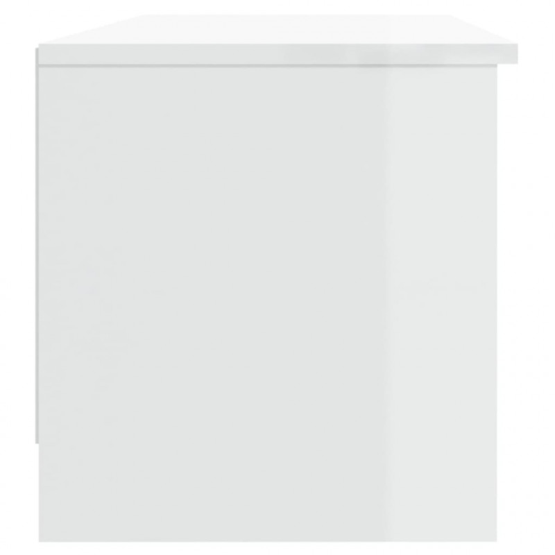 Szafka pod telewizor, wysoki połysk, biała, 102x35,5x36,5 cm