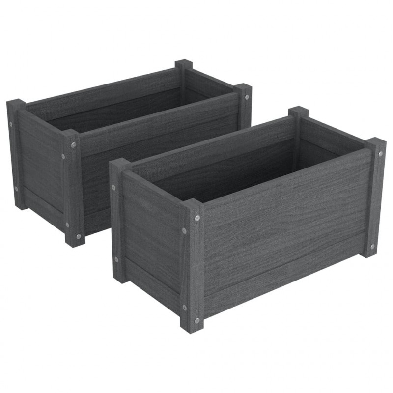 Donice ogrodowe, 2 szt., szare, 60x31x31 cm, drewno sosnowe