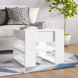 Stolik kawowy, biały o wysokim połysku, 55,5x55x45 cm
