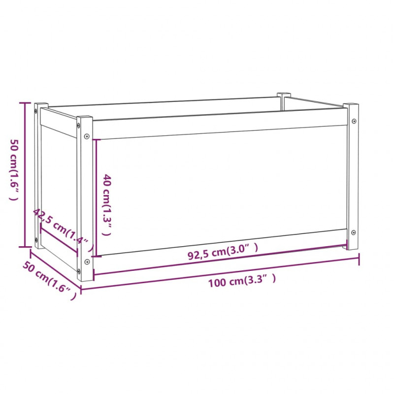 Donice ogrodowe, 2 szt., 100x50x50 cm, lite drewno sosnowe