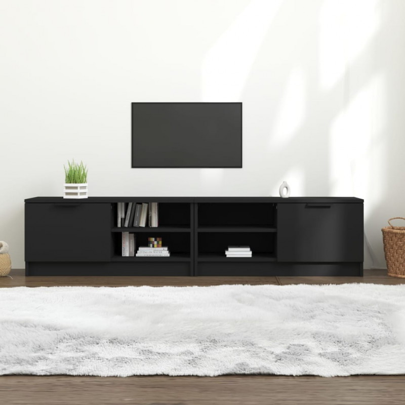 Szafki pod TV, 2 szt., czarne, 80x35x36,5 cm