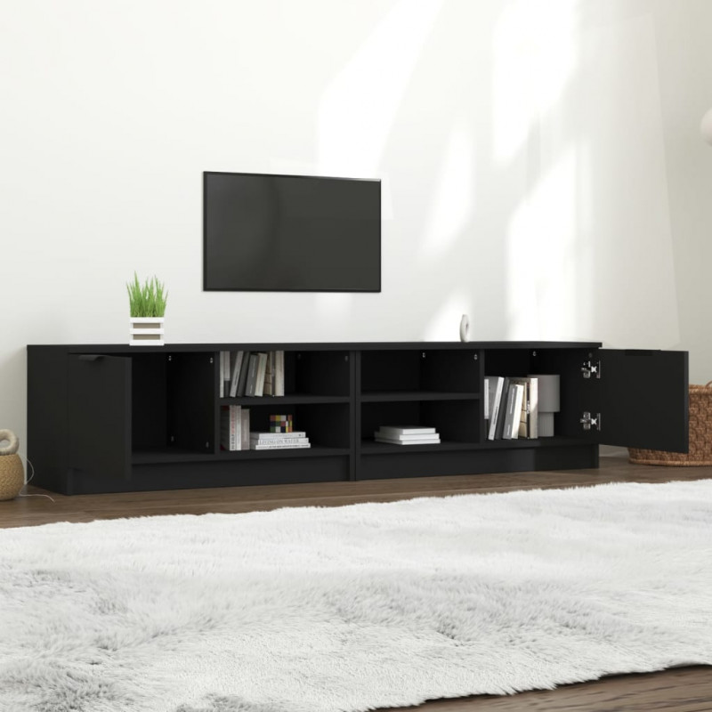 Szafki pod TV, 2 szt., czarne, 80x35x36,5 cm