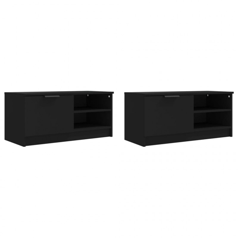 Szafki pod TV, 2 szt., czarne, 80x35x36,5 cm