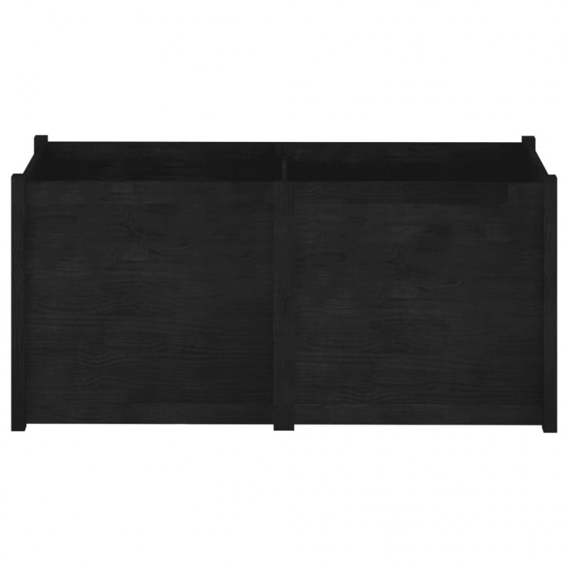 Donica ogrodowa, czarna, 150x50x70 cm, lite drewno sosnowe