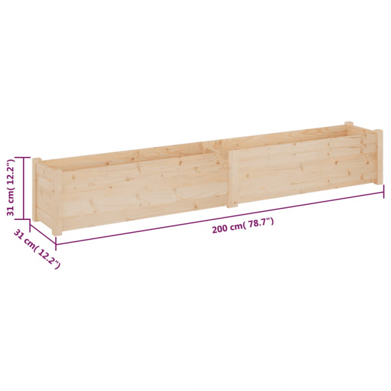 Donice ogrodowe, 2 szt., 200x31x31 cm, lite drewno sosnowe