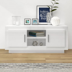 Szafka pod TV, wysoki połysk, biała, 102x35x45 cm
