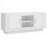 Szafka pod TV, wysoki połysk, biała, 102x35x45 cm