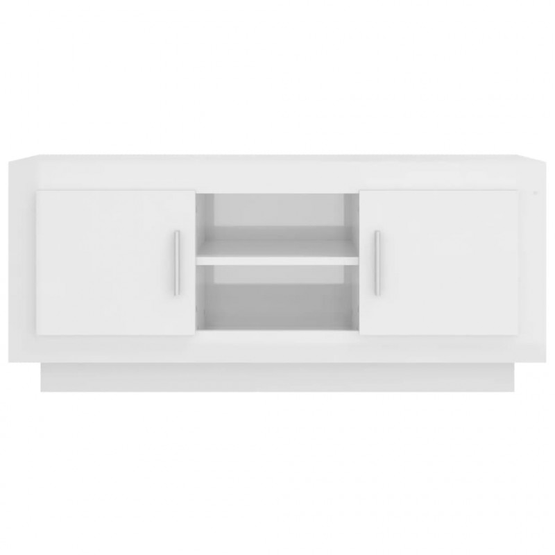 Szafka pod TV, wysoki połysk, biała, 102x35x45 cm